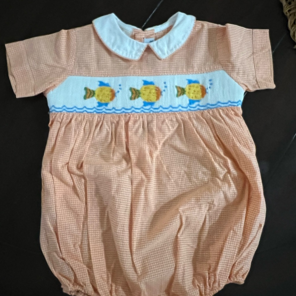 Charming Orange Fish Embroidered Bodysuit
